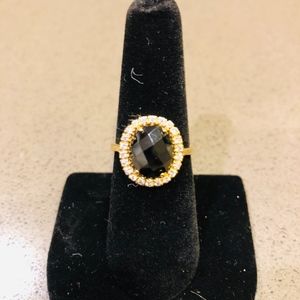 Savvy Cie Black and Gold Statement Ring